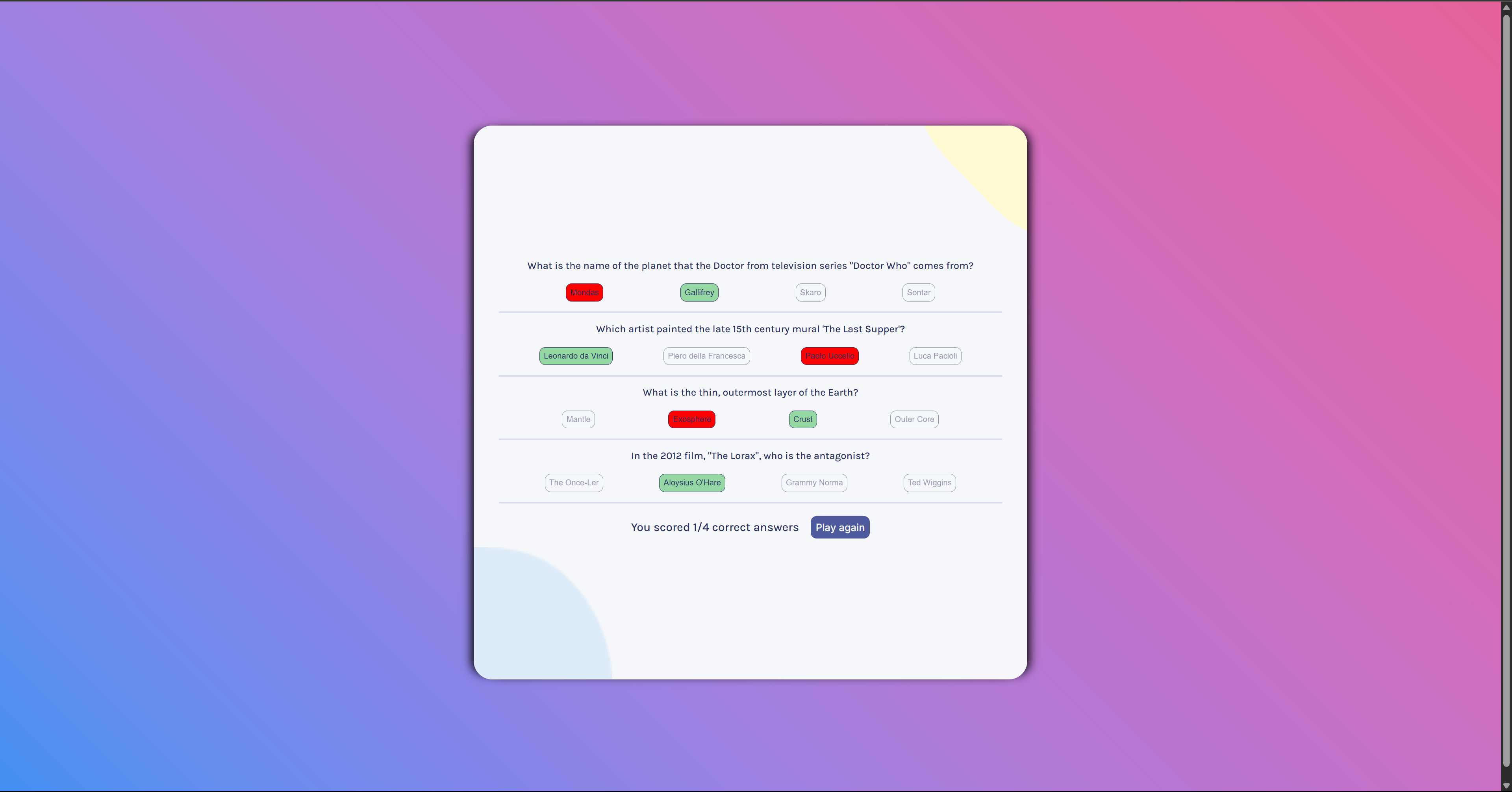 Results Screen